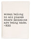 a white tea towel with a quote on it