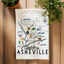 Colorful Dish Towels - Asheville Map - 828, AVL, Mountains