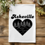 Asheville Heart - Dish Towels - White or Gray