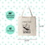 a tote bag with the measurements for it