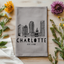 Charlotte, NC Skyline - Dish Towels - White or Gray