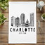 Charlotte, NC Skyline - Dish Towels - White or Gray