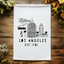 Los Angeles, CA Skyline - Dish Towels - White or Gray - LA
