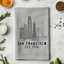 San Francisco, CA Skyline - Dish Towels - White or Gray