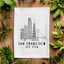 San Francisco, CA Skyline - Dish Towels - White or Gray
