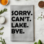 Sorry. Can't. Lake. Bye. - Dish Towels - White or Gray