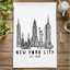 New York City Skyline - Dish Towels - White or Gray
