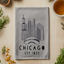 Chicago, IL Skyline - Dish Towels - White or Gray