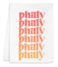 a white napkin with orange and pink lettering