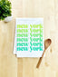 a tea towel with the words new york printed on it