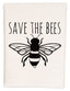 a white towel with a black and white bee on it